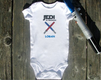 Jedi in training Star Wars Custom name bodysuit Long Sleeve and Short Sleeve available
