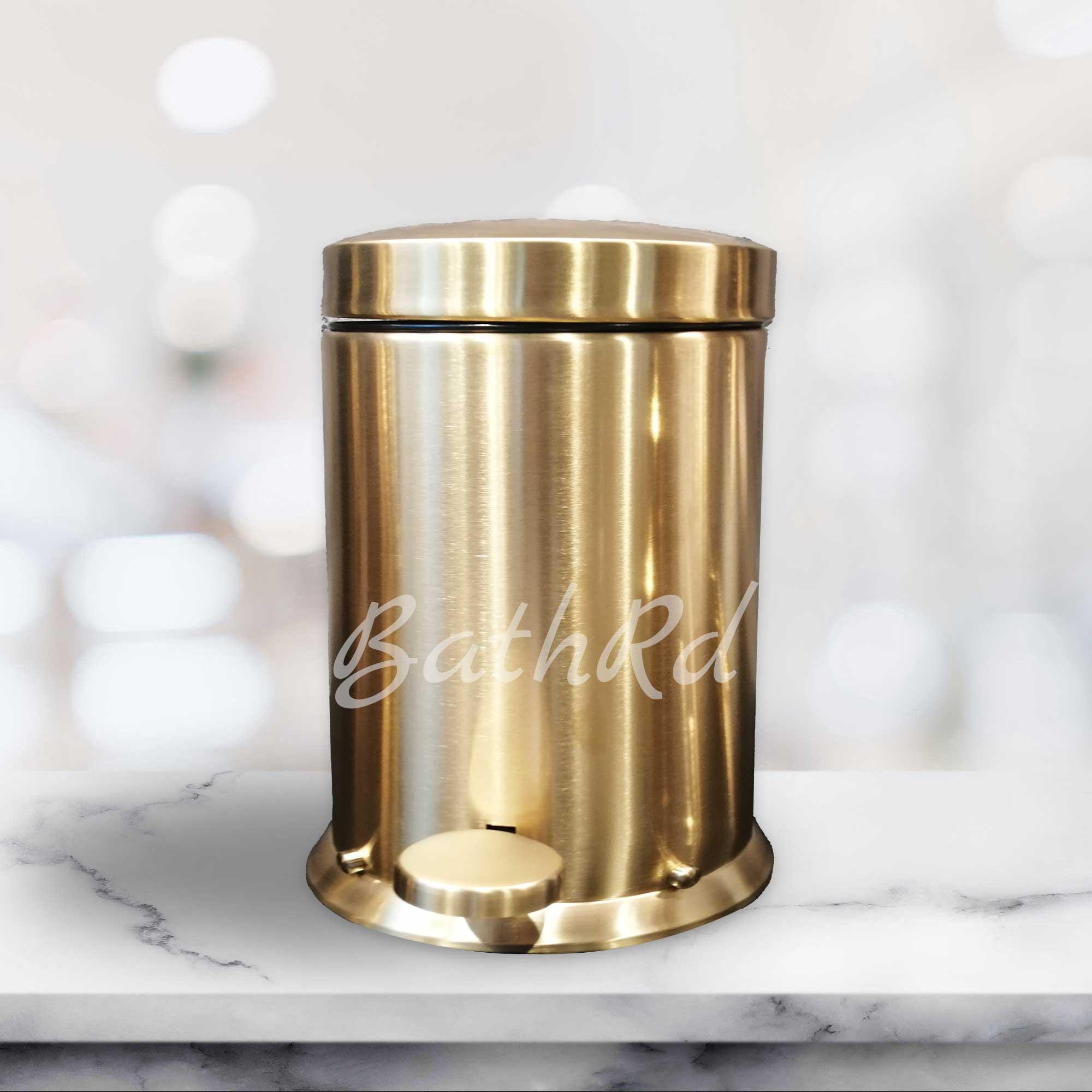 10" Gold Beaded Trash / Garbage Can Bathroom