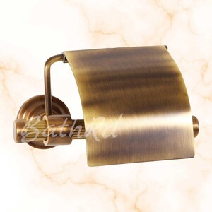Porta carta igienica in ottone anticato, porta carta igienica in stile vintage con coperchio