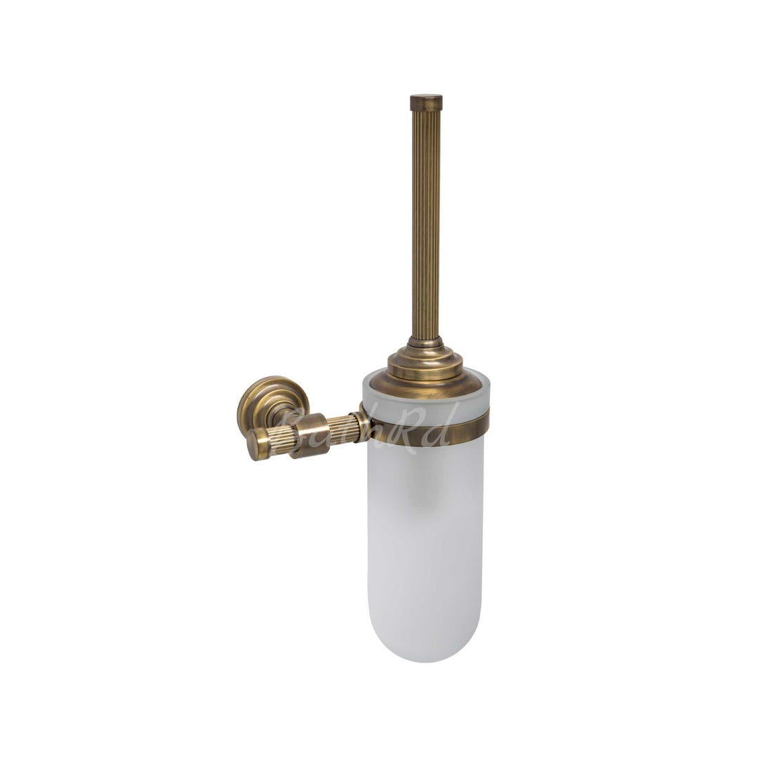 Antique Brass Wall Mounted Toilet Brush and Holder, Vintage Toilet ...