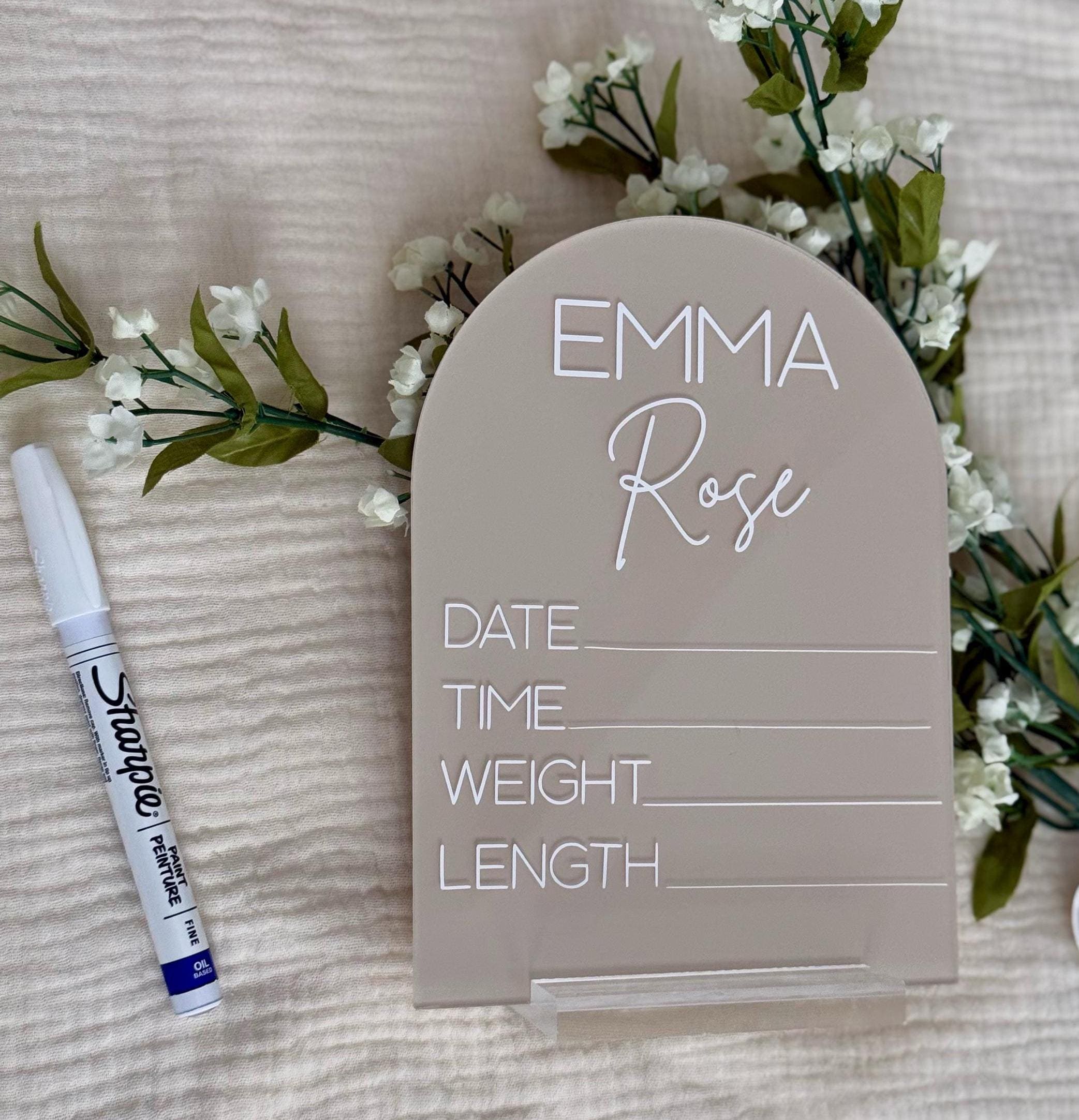 Acrylic Baby Birth Stat Sign: Arch Photo Prop, Nursery Decor - Etsy