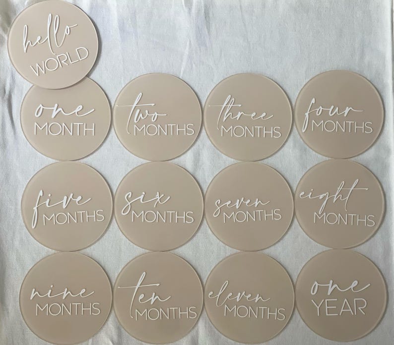 Neutral Acrylic Baby Milestone Discs: Newborn Photo Prop Set - Etsy