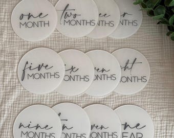 Acrylic Baby Milestone Discs: Newborn Photo Prop, 12 Month Set