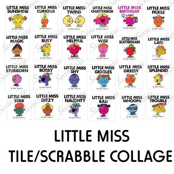Little Miss 3\/4 .75 inch Tiles Scrabble Digital Collage Image Art Sheet