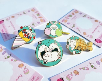 Hard Enamel Pins - Hungry Bunny pins - Jewelry, Gifts for cute animal lovers