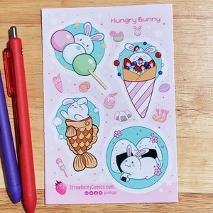 Sticker Sheet - Hungry Bunny - cute, kawaii vinyl stickers