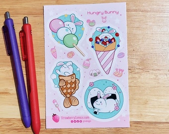 Sticker Sheet - Hungry Bunny - cute, kawaii vinyl stickers