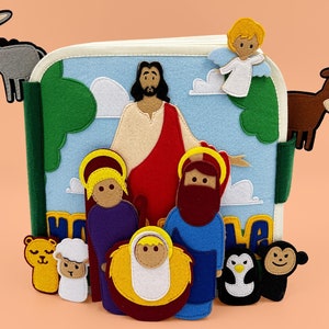 Regalo di battesimo: libro silenzioso della Bibbia in feltro fatto a mano - Christian Busy Book