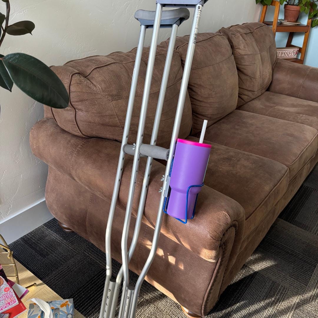 Handcrafted Aluminum Crutch Cup Holder - Made in USA