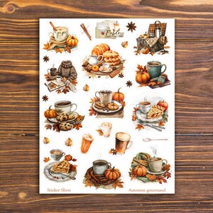Stickers autocollants automne gourmand pour album de scrap, album photo, carterie, carnet, bullet, planner