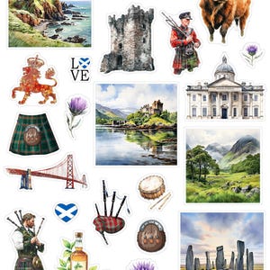 Sheets of Ireland & Scotland self-adhesive stickers: perfect for a photo album, travel journal... Ecosse