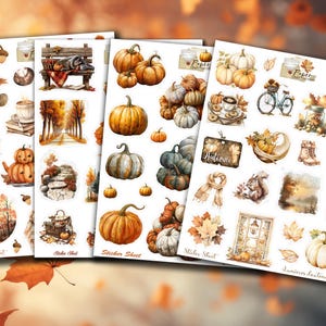 4 planches de stickers autocollants automne parfait pour album de scrap, carterie carnet, bullet, planner