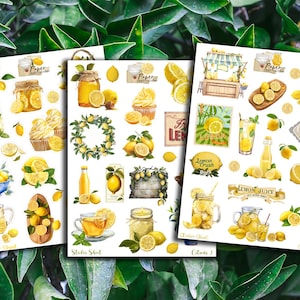 Set de 3 stickers citrons pour vos créations scrap, carterie, carnet, bullet, bujo