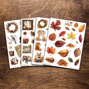 Stickers autocollants Automne pour album de scrap, album photo, carterie, carnet, bullet, planner