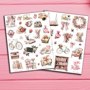 2 hojas de pegatinas autoadhesivas "Románticas" perfectas para álbumes de recortes, tarjetas, balas y bujo.