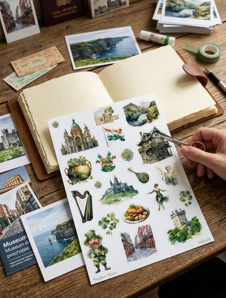 Sheets of Ireland & Scotland self-adhesive stickers: perfect for a photo album, travel journal... image 3