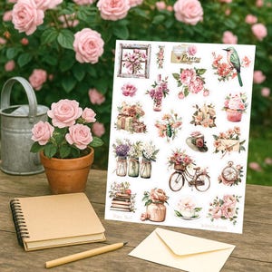 Jusqu'à 3 stickers "Instants fleuris" très printanier idéal pour les carnets, albums de scrap, carterie, bullet journal