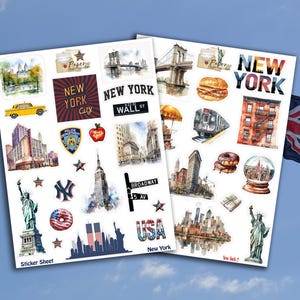 "New York" stickervellen voor scrapbooking, kaarten maken, notitieboekjes, bullet journal, bujo en planner