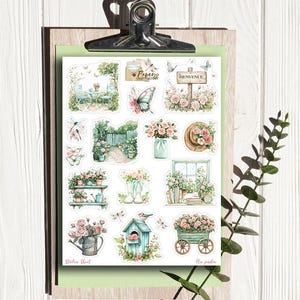 Folha de adesivos &quot;No jardim&quot;, adesivos florais para álbuns, scrapbooks e cartões
