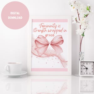Trendy Pink Bow Wall Art| Coquette Wall Art| Girly office Wall Art| Girly Bedroom Wall Art| Coquette Room Decor/Room Decor