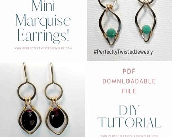 Mini Marquise DIY Wire Wrapped Earrings TUTORIAL by Perfectly Twisted Jewelry Hammered Hoop and Beaded Earring Tutorial