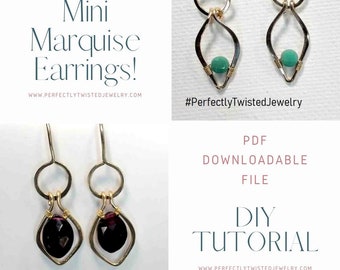 Mini Marquise Wire Wrapped Earrings Tutorial: DIY Beaded Jewelry (PDF Pattern)