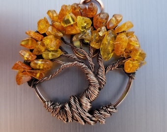 MADE TO ORDER Wire Wrapped Tree of Life Bonsai Pendant Amber Citrine Wire Wrap Handmade Jewelry Beaded Wire Tree Perfectly Twisted Jewelry