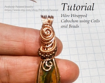 Wire Wrap Cabochon Anhänger Anleitung: Spulen und Perlen DIY Schmuck (PDF Muster)