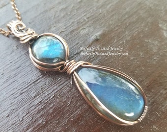 Goddess Labradorite and Copper Wire Wrapped Pendant Handmade Jewelry Perfectly Twisted Jewelry Copper Wire Wrapped Necklace Blue Labradorite