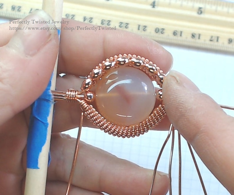 DIY TUTORIAL Wire Wrapped Jewelry Pendant, Beginner to Intermediate Pattern, Making a Wire Coiled and Beaded Pendant, Perfectly Twisted image 4