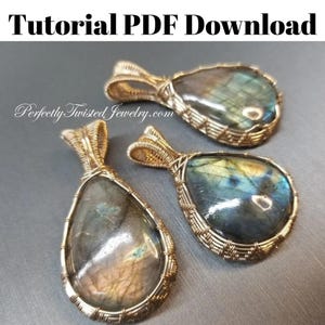 Tutorial para hacer un colgante de lágrima con tejido de alambre: Patrón de joyería DIY (Descargar PDF)