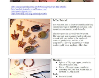 Copper Butterfly Wire Wrap Pendant Tutorial: Beginner Jewelry Project (PDF Pattern)