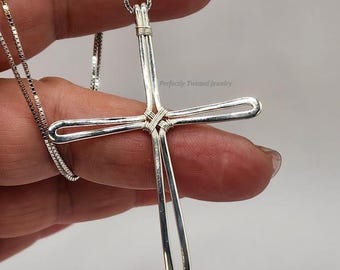 Hand-Forged Sterling Silver Cross Pendant – Minimalist Artisan Design - Made to Order