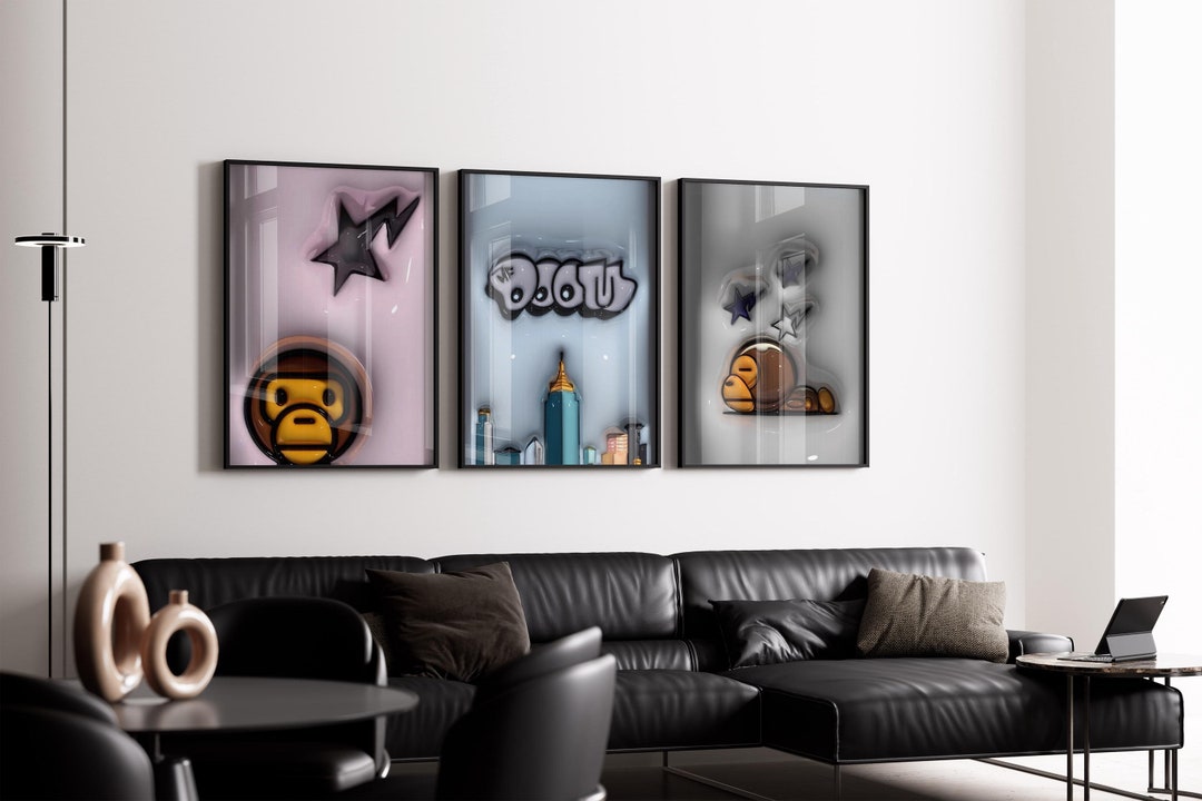 Hypebeast Set of 3 Brand Poster, Modern Wall Art, Digital Download ...