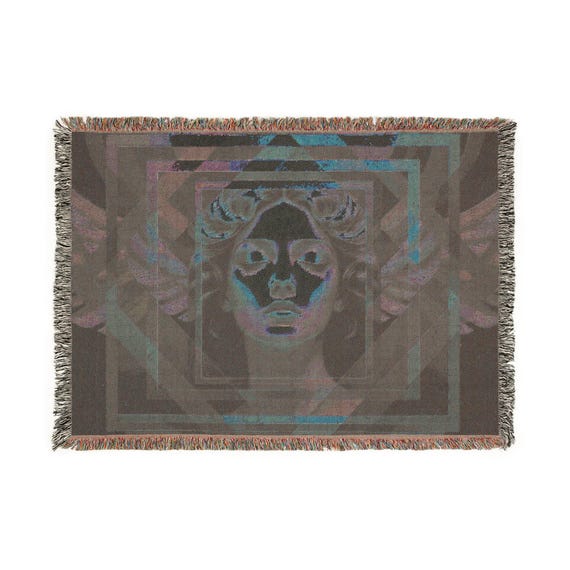 Vintage Angel Woven Blanket, Cozy Home Decor, Bohemian Tapestry 