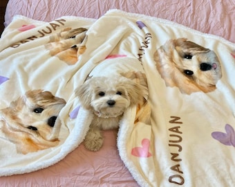 Custom Pet Blanket | Personalized Pet Photo Blanket | Custom Dog Blanket with Name | Cat Picture Blanket for Dog Lovers