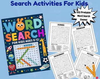 100 Word Search Puzzles for Kids - Digital Download - Etsy UK