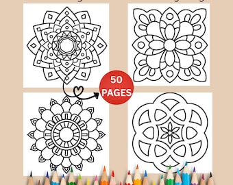 Printable Mandala Coloring Pages Bold & Easy Stress Relief Printable Coloring Sheets, Coloring Activity for Adults Instant Digital Download