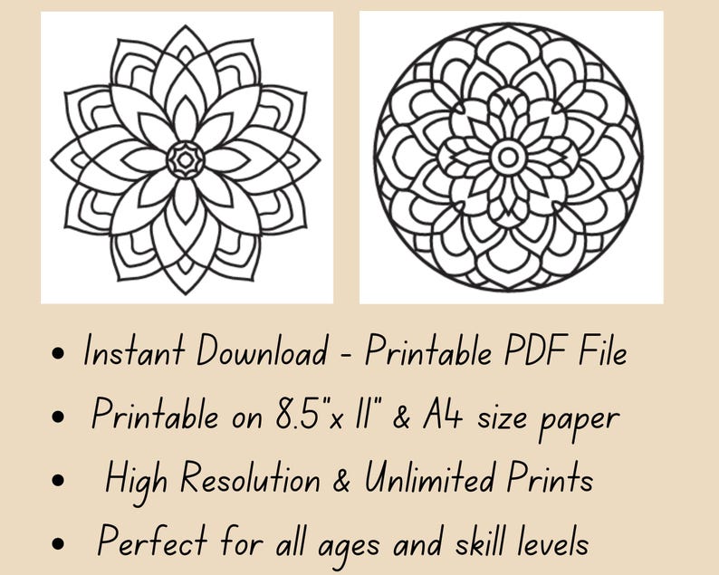 Printable Mandala Coloring Pages Bold & Easy Stress Relief Printable ...
