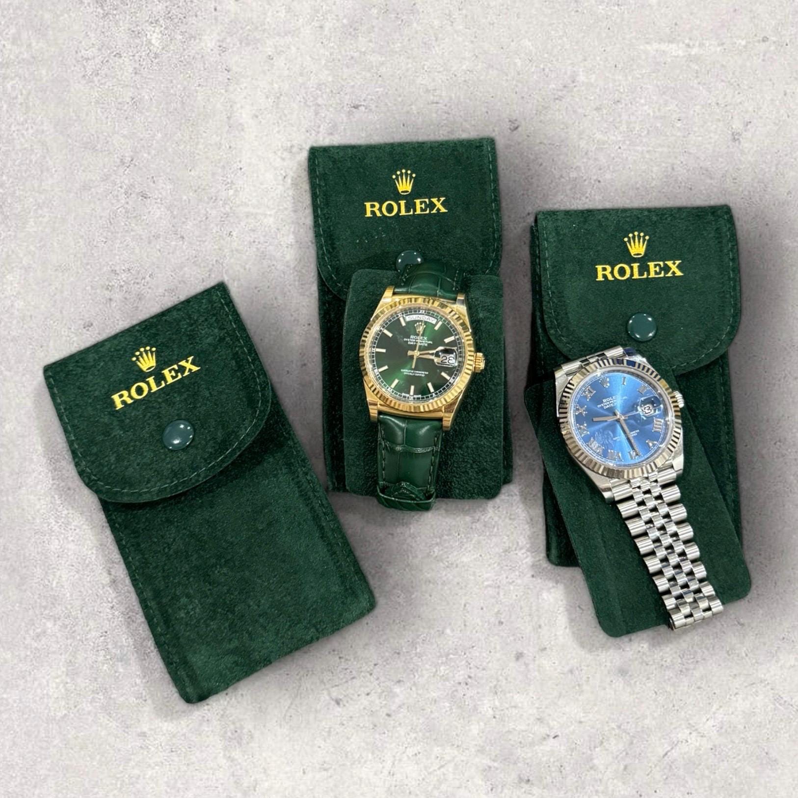 ROLEX 緑色レザー小物入れ Brand New Authentic Rolex Green Suede Travel Case Pouch +