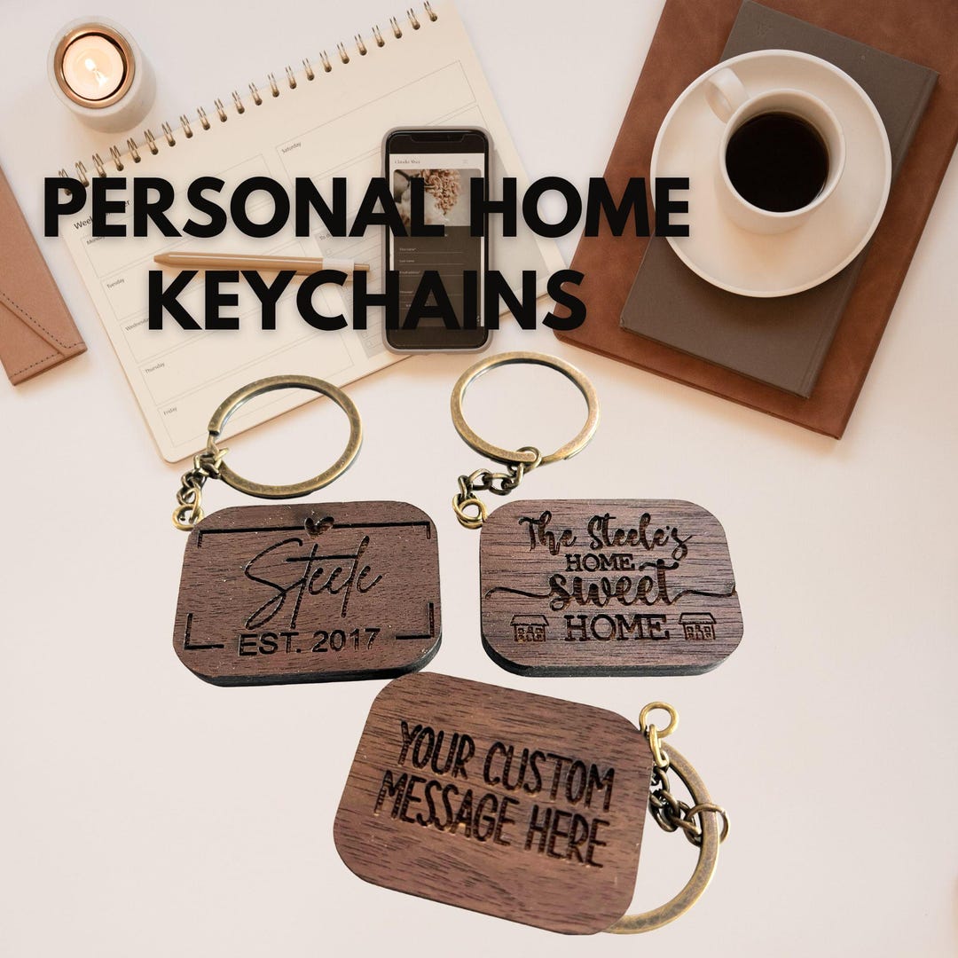 Custom Engraved Wood House Keychain, Personalized Home Gift, New Home ...