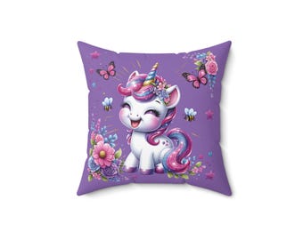 Coussin décoratif licorne fantaisiste, décoration de chambre d'enfant mignonne, cadeau magique pour anniversaire, coussin pour chambre d'enfant, décoration de maison fantastique