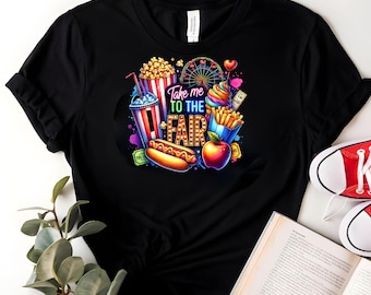 Take me to the Fair T-Shirt, County State Fair Country Rides T-Shirt, Neon Ferris Wheel, Fall Autumn Tee