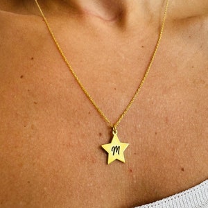 Personalized Sterling Silver Star Necklace: Engraved Initial Pendant