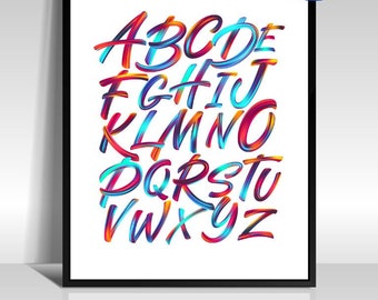 ABC Poster, Kids Wall Art, Cool Kids ABCs, Funky Alphabet Poster, Nursery Prints, Kid Room Decor, Fun Alphabet Poster, Playroom Print