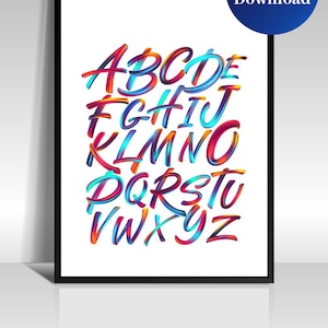 ABC Poster, Kids Wall Art, Cool Kids ABCs, Funky Alphabet Poster, Nursery Prints, Kid Room Decor, Fun Alphabet Poster, Playroom Print