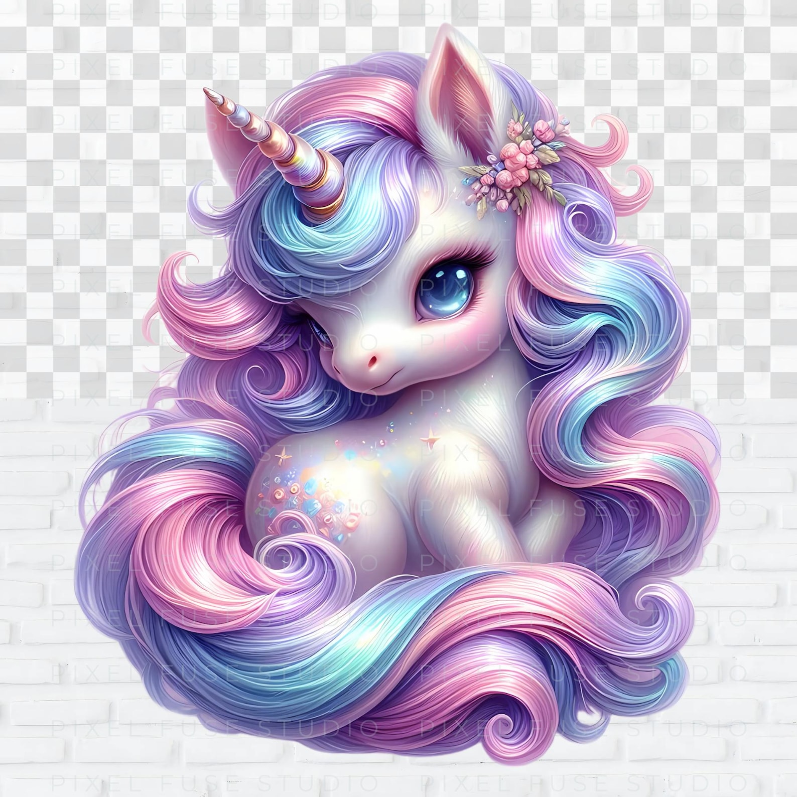 Cute Pastel Unicorn Clipart Kawaii Fantasy Pony Digital Download ...