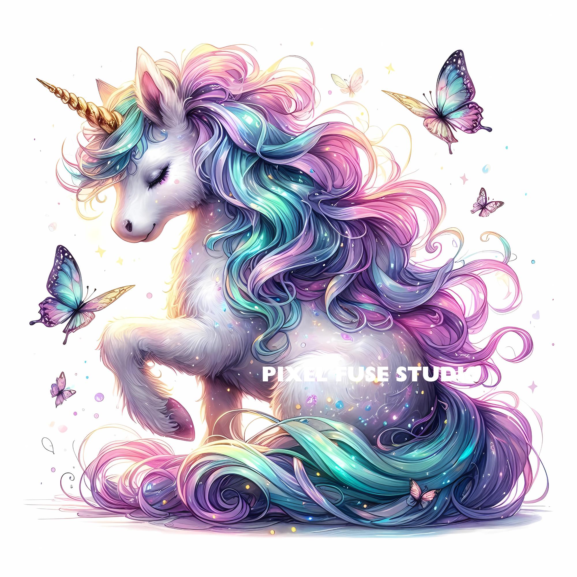 Pastel Fairy Unicorn Clipart Set Fantasy Digital Stickers Junk Journal ...