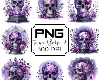 Galaxy Floral Skull PNG Bundle, Mystical Designs (Digital Download)