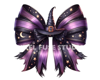 Witch Bow PNG Clipart Halloween Aesthetic Coquette Digital Download Spooky Ribbon Art Magical Stickers Scrapbooking Tshirt Designs Printable